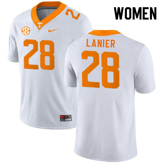 Women #28 Nigel Lanier Tennessee Volunteers College Football Jerseys Stitched Sale-White